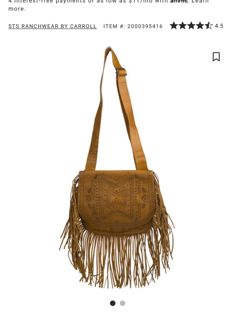 STS RANCHWEAR BY CARROLL WOMEN'S WAYFARER SELAH SADDLE BAG - Picture 3 of 3